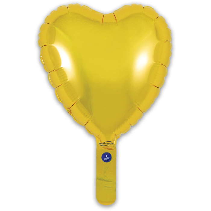 Gold Heart Balloons - Air Filled - 23cm Pack of 5 | Party Save Smile