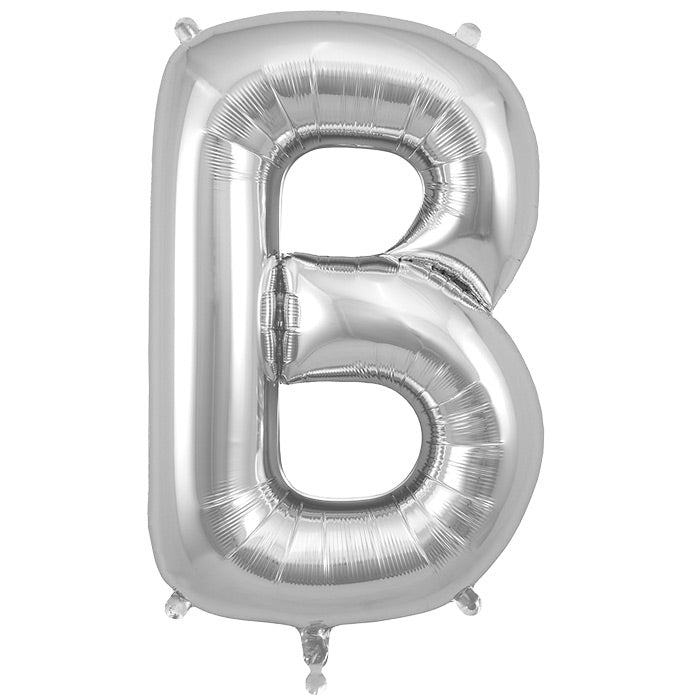 Silver Letter B Foil Balloon 34 inch | Party Save Smile