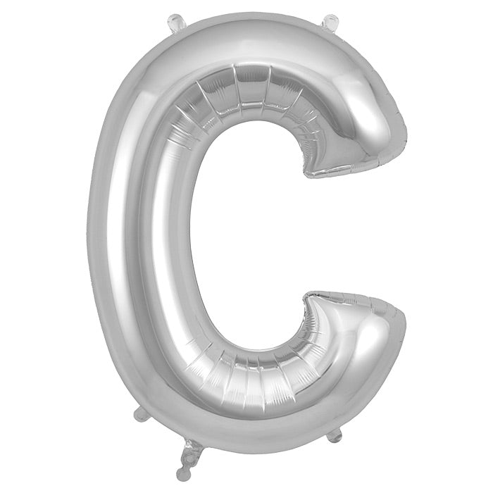 Silver Letter C Foil Balloon 34 inch | Party Save Smile