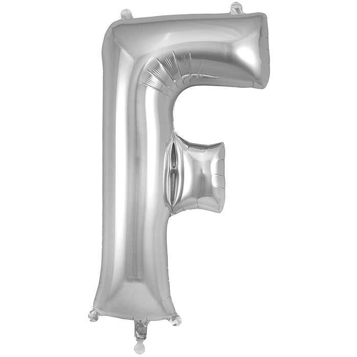 Silver Letter F Foil Balloon 34 inch | Party Save Smile