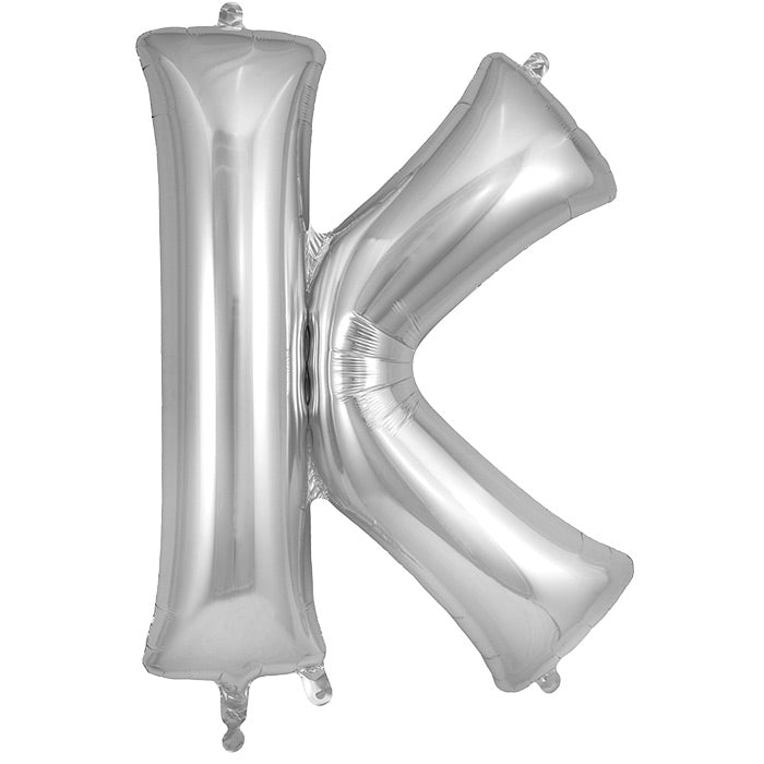 Silver Letter K Foil Balloon 34 inch | Party Save Smile