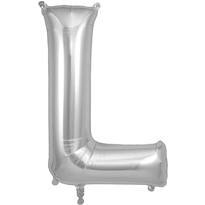 Silver Letter L Foil Balloon 34 inch | Party Save Smile