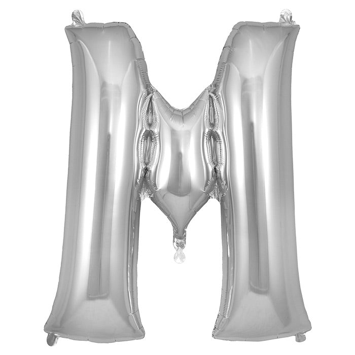 Silver Letter M Foil Balloon 34 inch | Party Save Smile