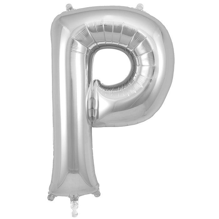 Silver Letter P Foil Balloon 34 inch | Party Save Smile