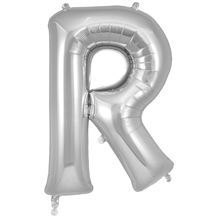 Silver Letter R Foil Balloon 34 inch | Party Save Smile