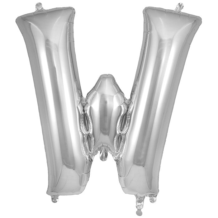 Silver Letter W Foil Balloon 34 inch | Party Save Smile