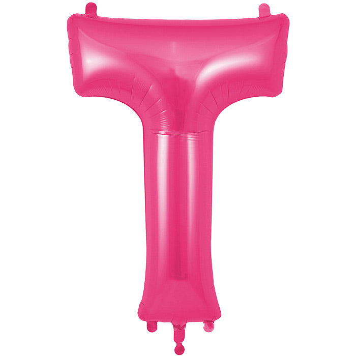 Pink Letter T Foil Balloon Oaktree 34 inches | Party Save Smile