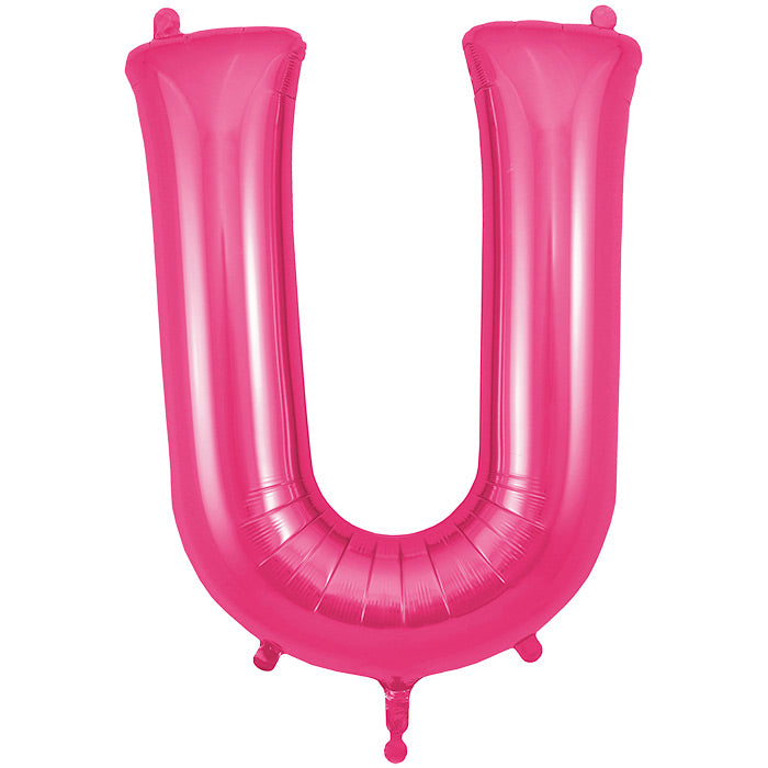 Pink Letter U Foil Balloon Oaktree 34 inches | Party Save Smile