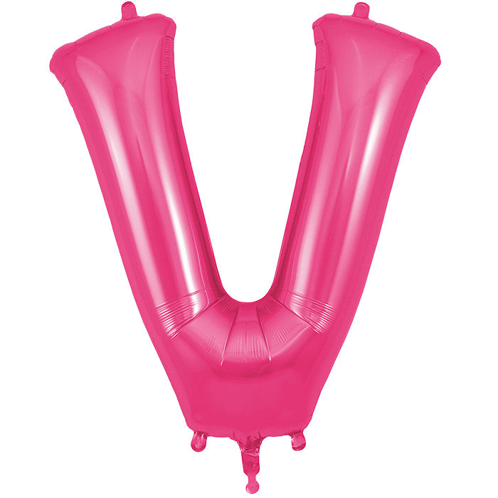 Pink Letter V Foil Balloon Oaktree 34 inches | Party Save Smile