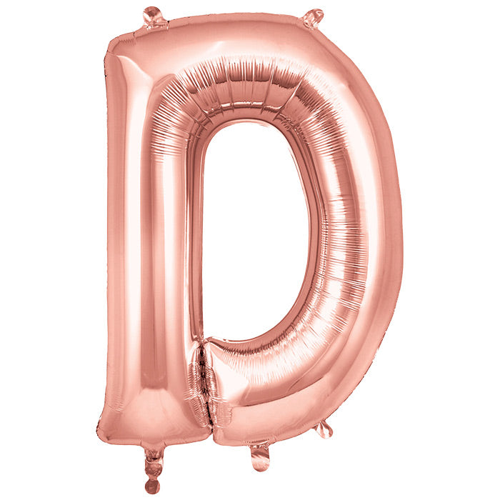 Rose Gold Letter D Foil Balloon 34 inch | Party Save Smile