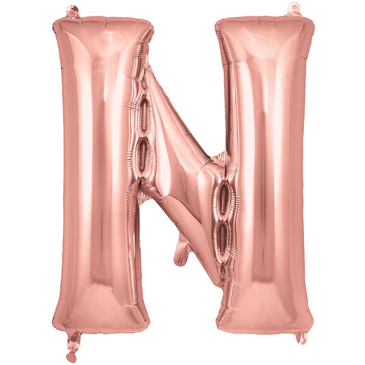 Rose Gold Letter N Foil Balloon 34 inch | Party Save Smile