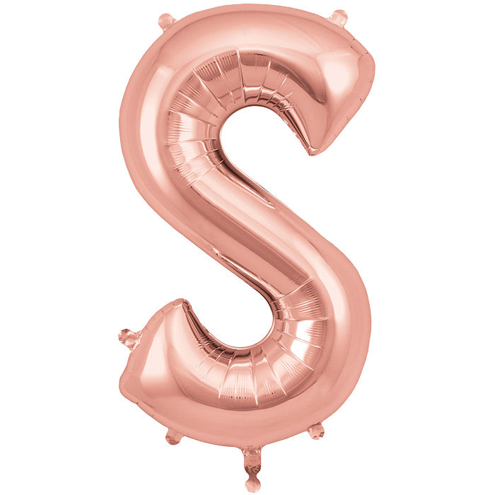 Rose Gold Letter S Foil Balloon 34 inch | Party Save Smile