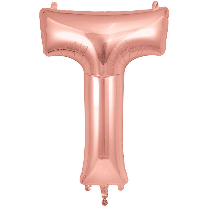 Rose Gold Letter T Foil Balloon 34 inch | Party Save Smile