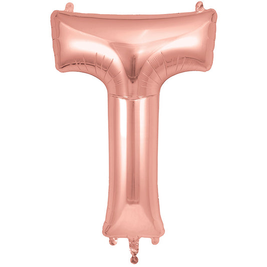 Rose Gold Letter T Foil Balloon 34 inch | Party Save Smile