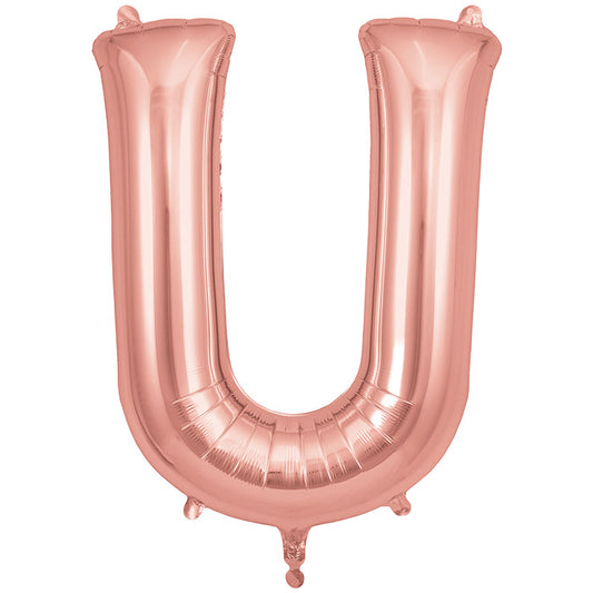 Rose Gold Letter U Foil Balloon 34 inch | Party Save Smile