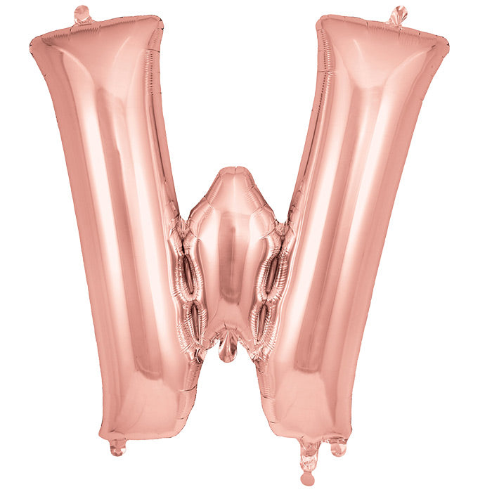 Rose Gold Letter W Foil Balloon 34 inch | Party Save Smile