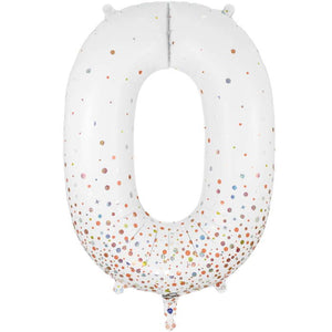 Rose Gold and White Number 0 Foil Balloon 34 Inch