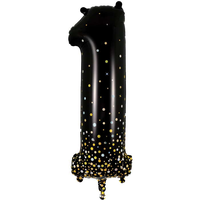 Black and Gold Number 1 Foil Balloon 34 Inches | Party Save Smile