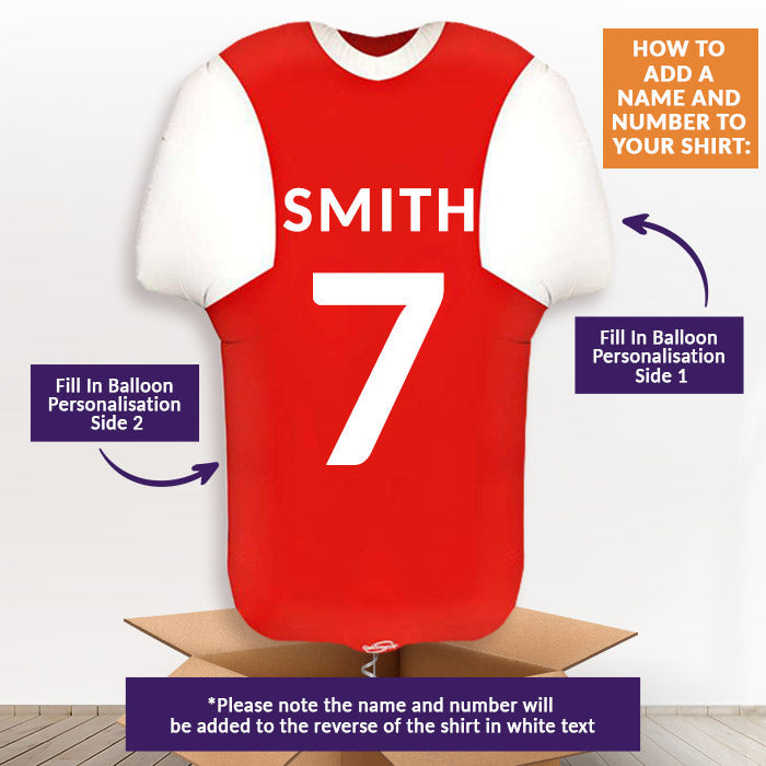 Red and White Football Shirt Helium Balloon in a Box