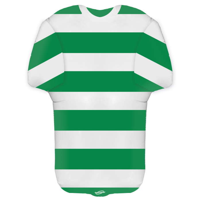 Green and White Hoop Football Shirt Foil Balloon (24 inches) | Party Save Smile