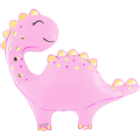 Pink Cute Dinosaur Foil Balloon 33 inches | Party Save Smile