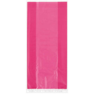 Hot Pink Cello Party Bags with Ties 30 Pack