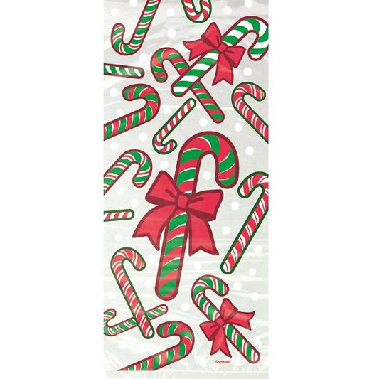 Candy Canes Cello Bags: Christmas Party Bags Pack of 20 | Party Save Smile