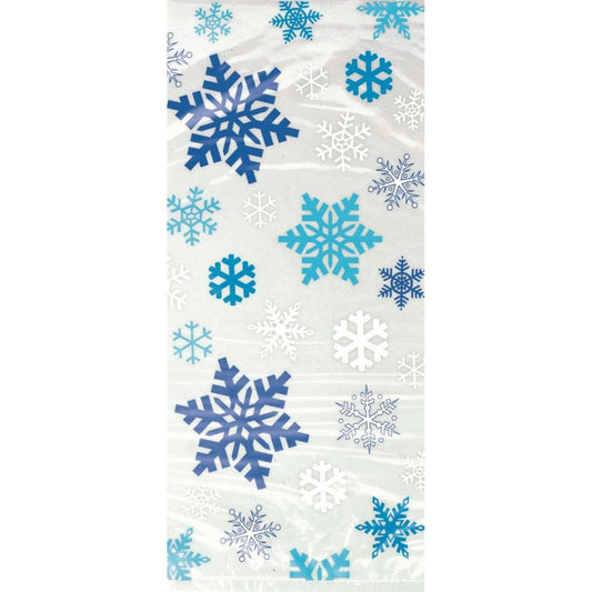 Christmas Blue Snowflake Party Cello Bags Pack of 20 | Party Save Smile