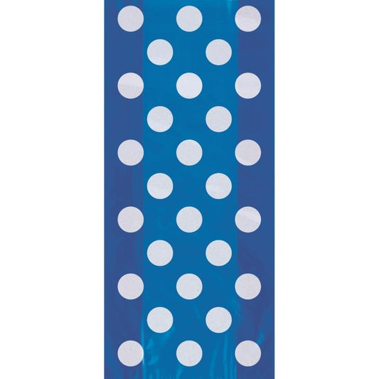 Royal Blue Polka Dot Party Cello Loot Favour Bags Pack of 20 | Party Save Smile