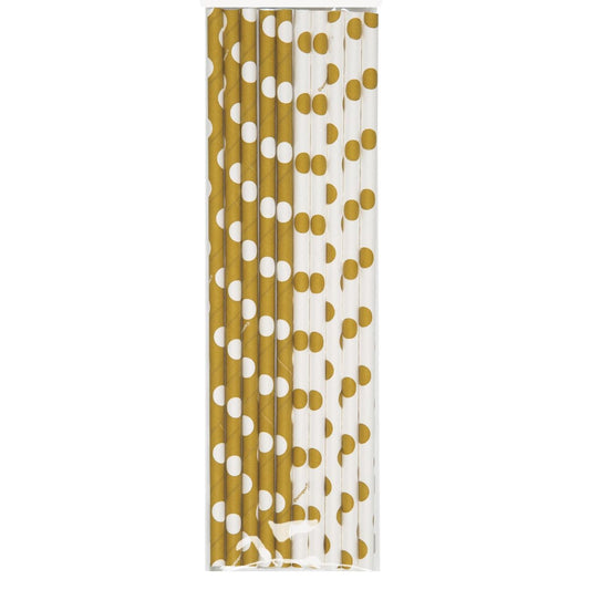 Gold Polka Dot Party Drinking Straws