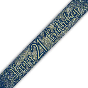Navy Blue & Gold 21st Birthday Foil Banner 9ft