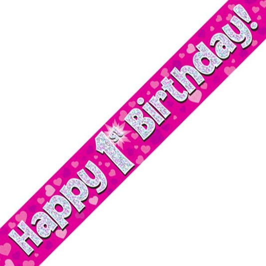 Glitz Pink 1st Birthday Banner (Foil)