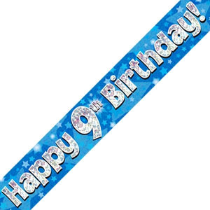 Blue Star Happy 9th Birthday Foil Banner 2.7 Metres