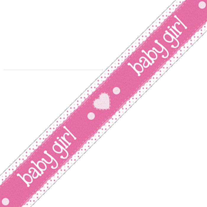 Pink Baby Girl Foil Banner Decoration 2.7 metres | Party Save Smile