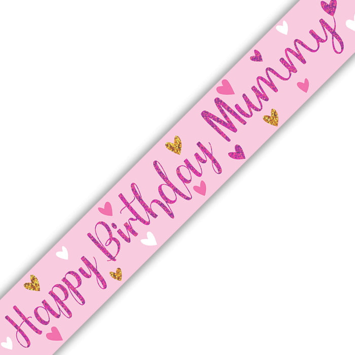 Pink Happy Birthday Mummy Foil Banner 9ft | Party Save Smile