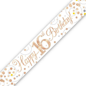 Foil 16th Birthday Banner Rose Gold 2.7 Metres