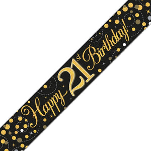 Black & Gold 21st Birthday Foil Banner 2.7 Metres