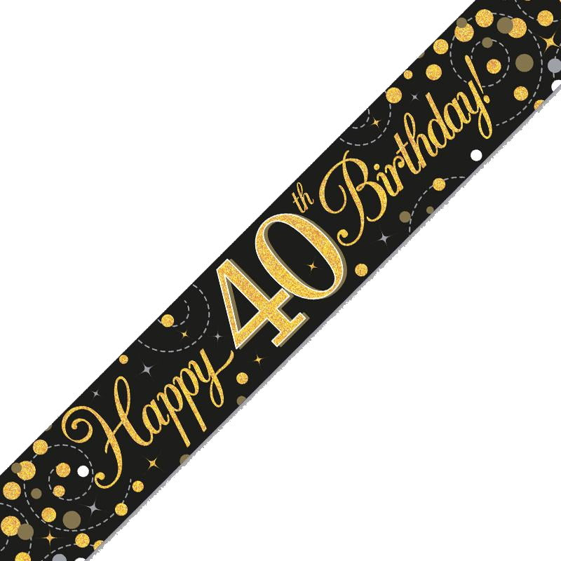 Black and Gold 40th Birthday Decorations Pack - Party Save Smile