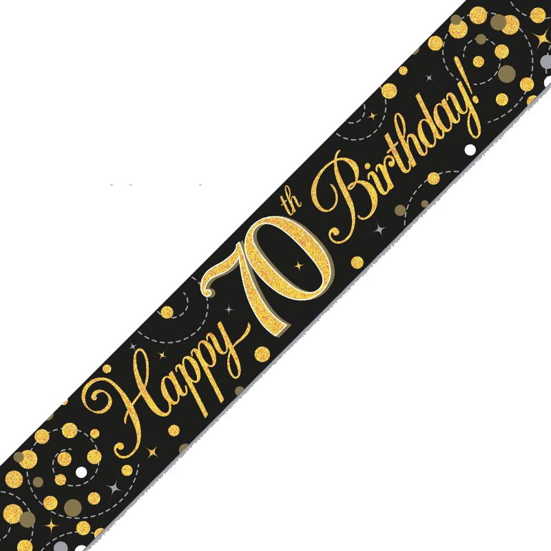 Black Gold 70th Birthday Party Pack & Decorations Kit