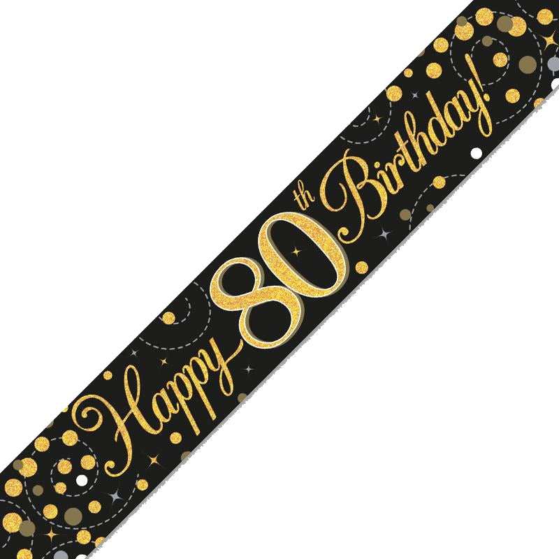 80th Birthday Party Pack with Decor Black and Gold