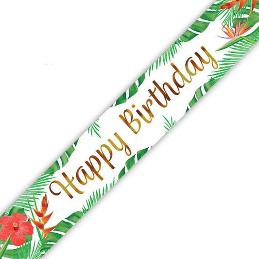 Tropical Happy Birthday Foil Banner 9ft | Party Save Smile