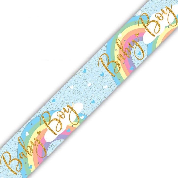 Pastel Rainbow Baby Boy Foil Banner 9ft | Party Save Smile