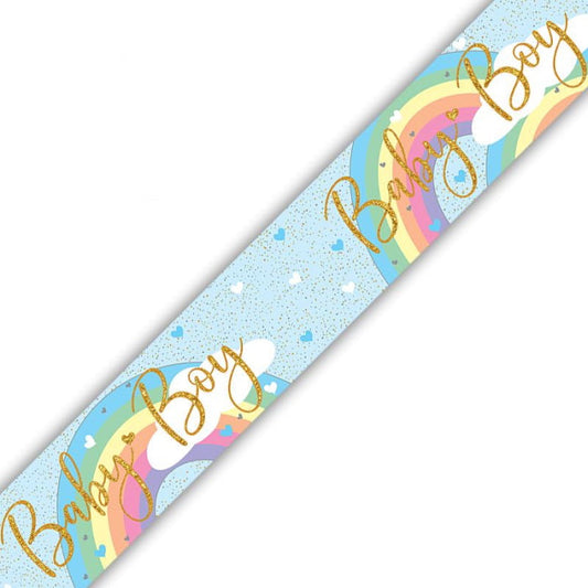 Pastel Rainbow Baby Boy Foil Banner 9ft | Party Save Smile