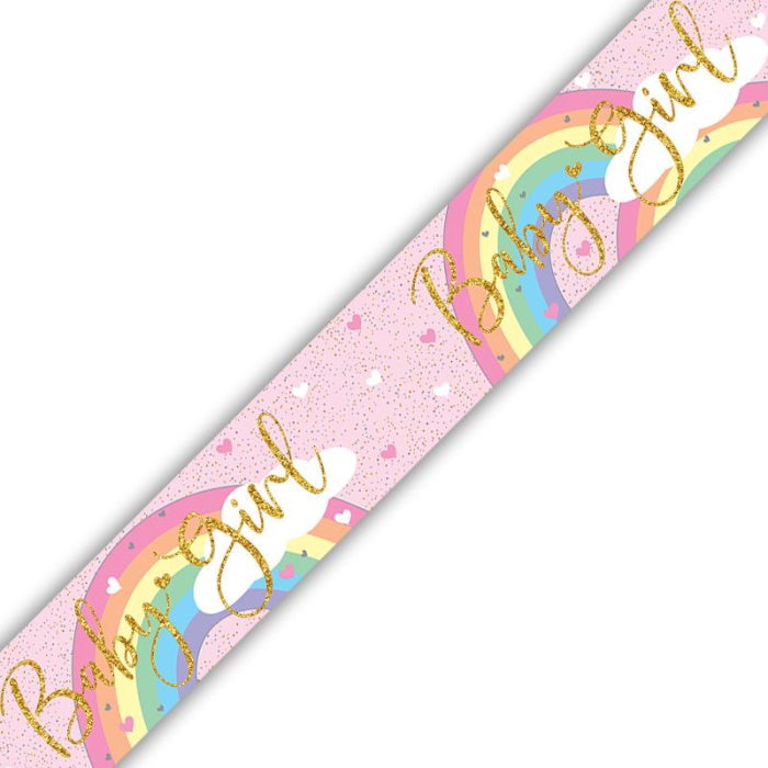 Pastel Rainbow Baby Girl Foil Banner 9ft | Party Save Smile