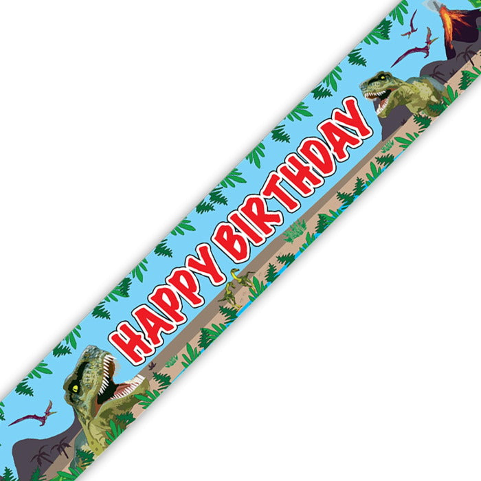 Jurassic Dinosaur Happy Birthday Foil Banner 9ft | Party Save Smile