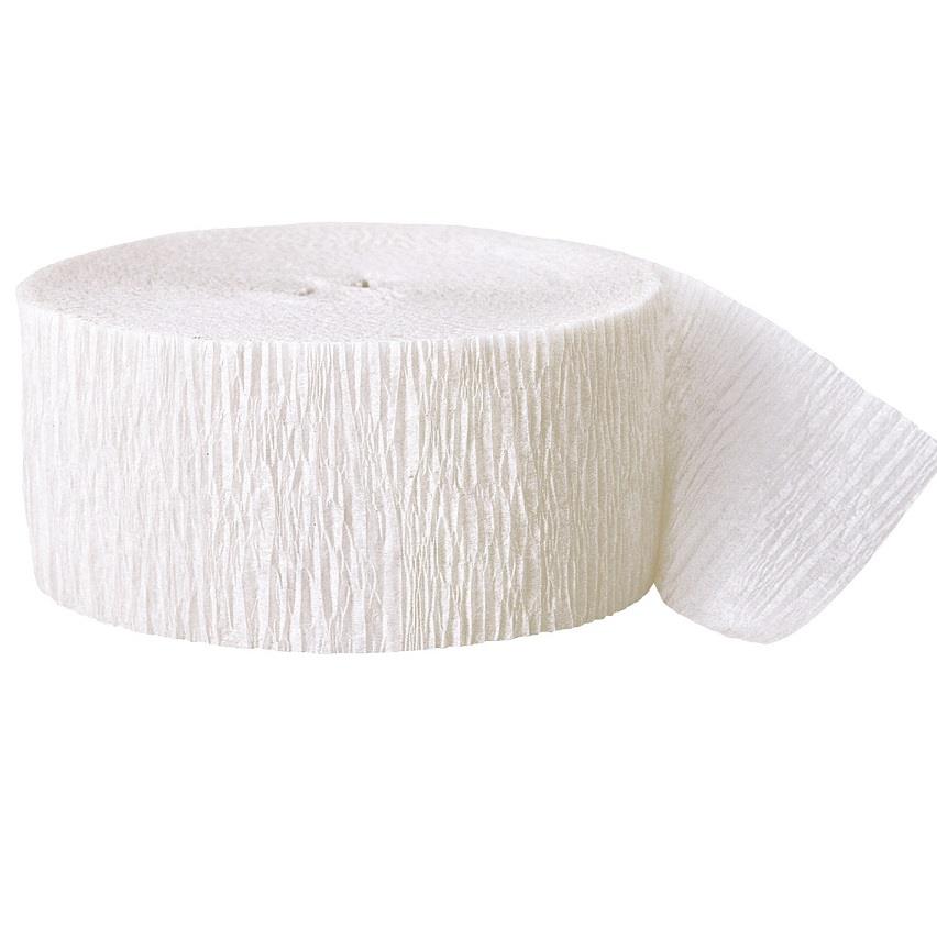 White Party Streamers: Paper Crepe Streamers 24 metres | Party Save Smile