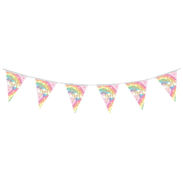 Pastel Rainbow Baby Girl Bunting 11 flags 3.9m
