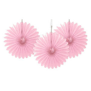 Baby Pink Tissue Paper Fans Party Hanging Decorations Pack of 3