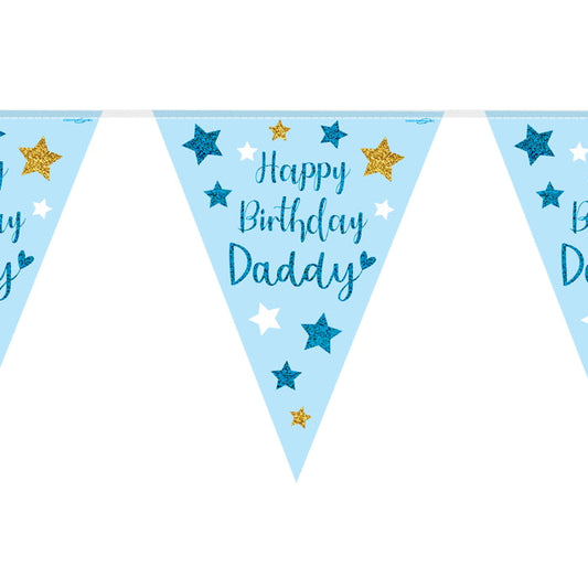 Blue Happy Birthday Daddy Bunting 11 flags 3.9m | Party Save Smile