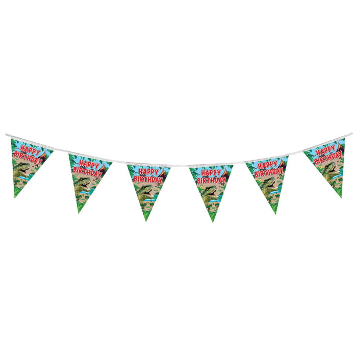 Jurassic Dinosaur Happy Birthday Bunting 11 flags 3.9m